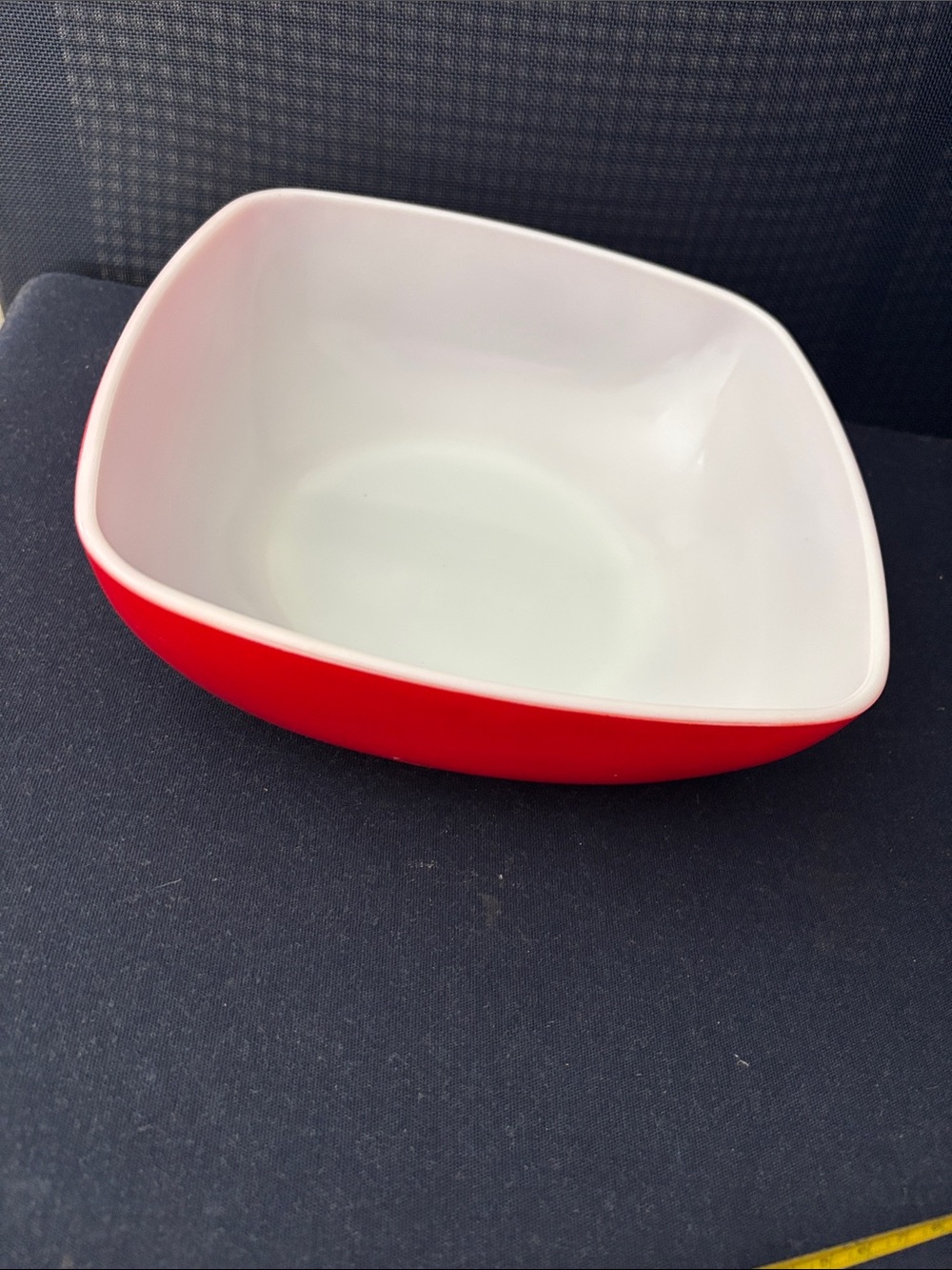 Red and White Square Ceramic Bowl